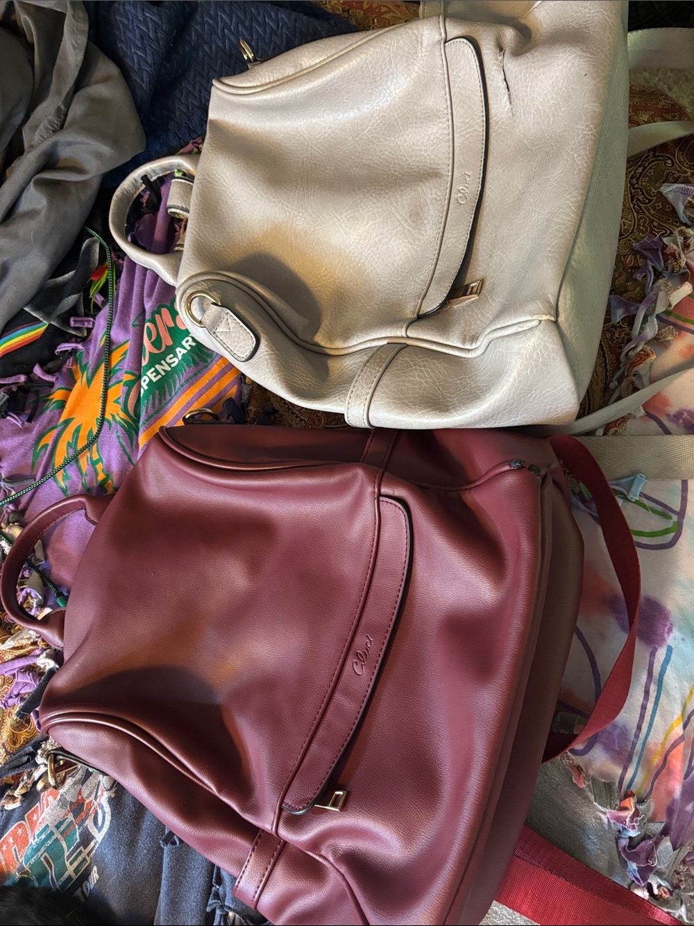 Two Backpacks burgundy & gray
